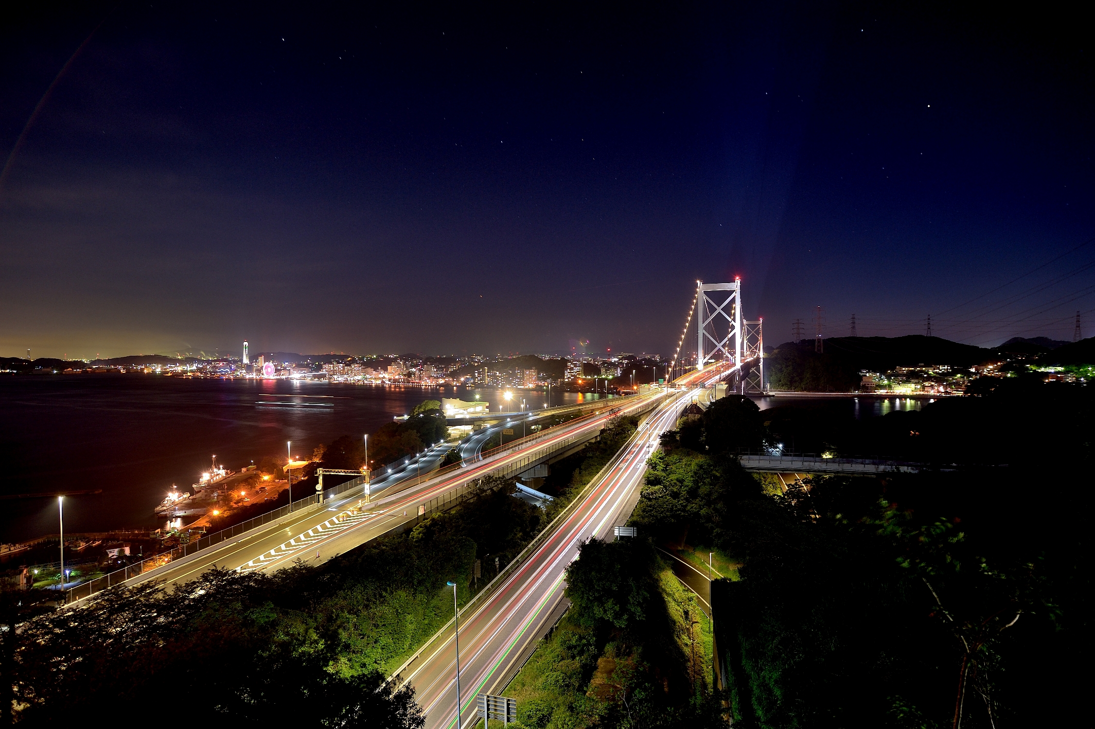 夜の関門海峡 常設展示室 北九州市 時と風の博物館