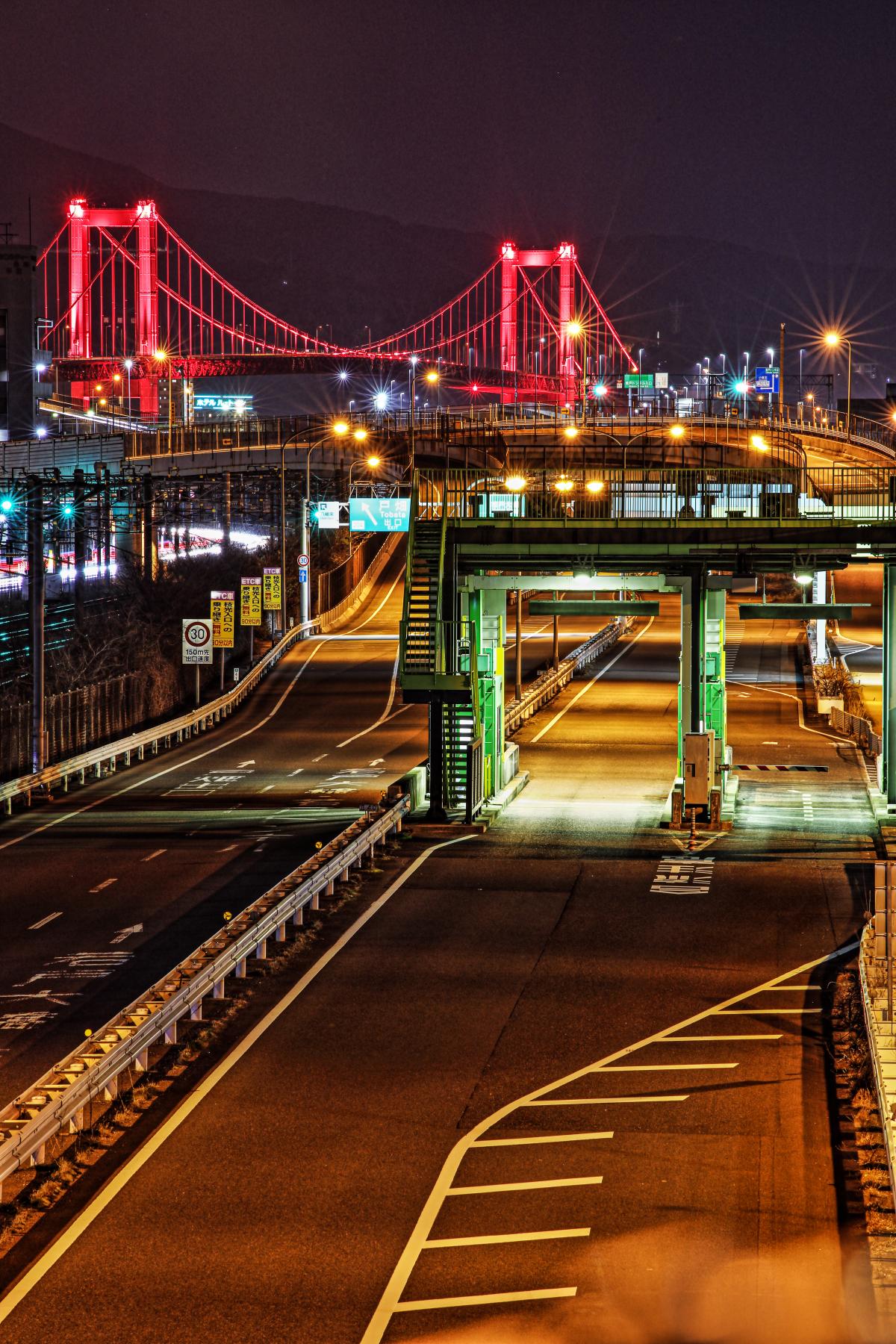 都市高からみる若戸大橋