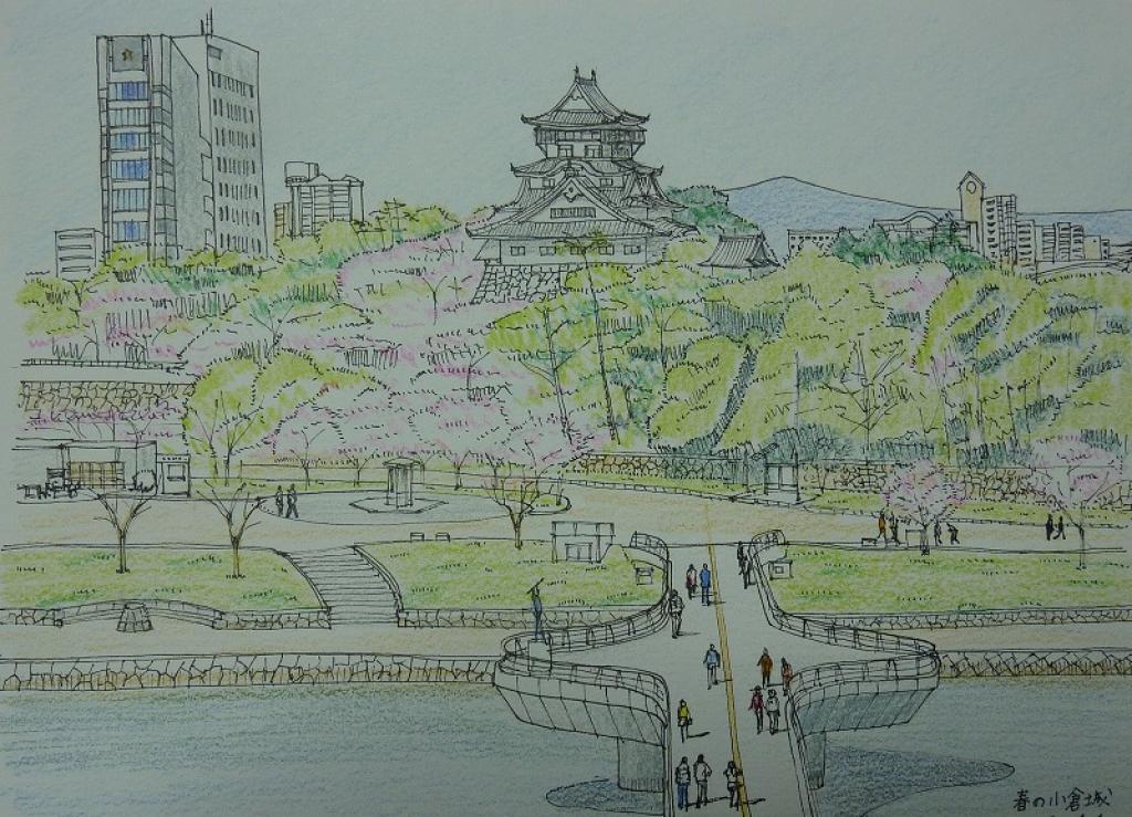 春を先取り｢桜満開の小倉城」