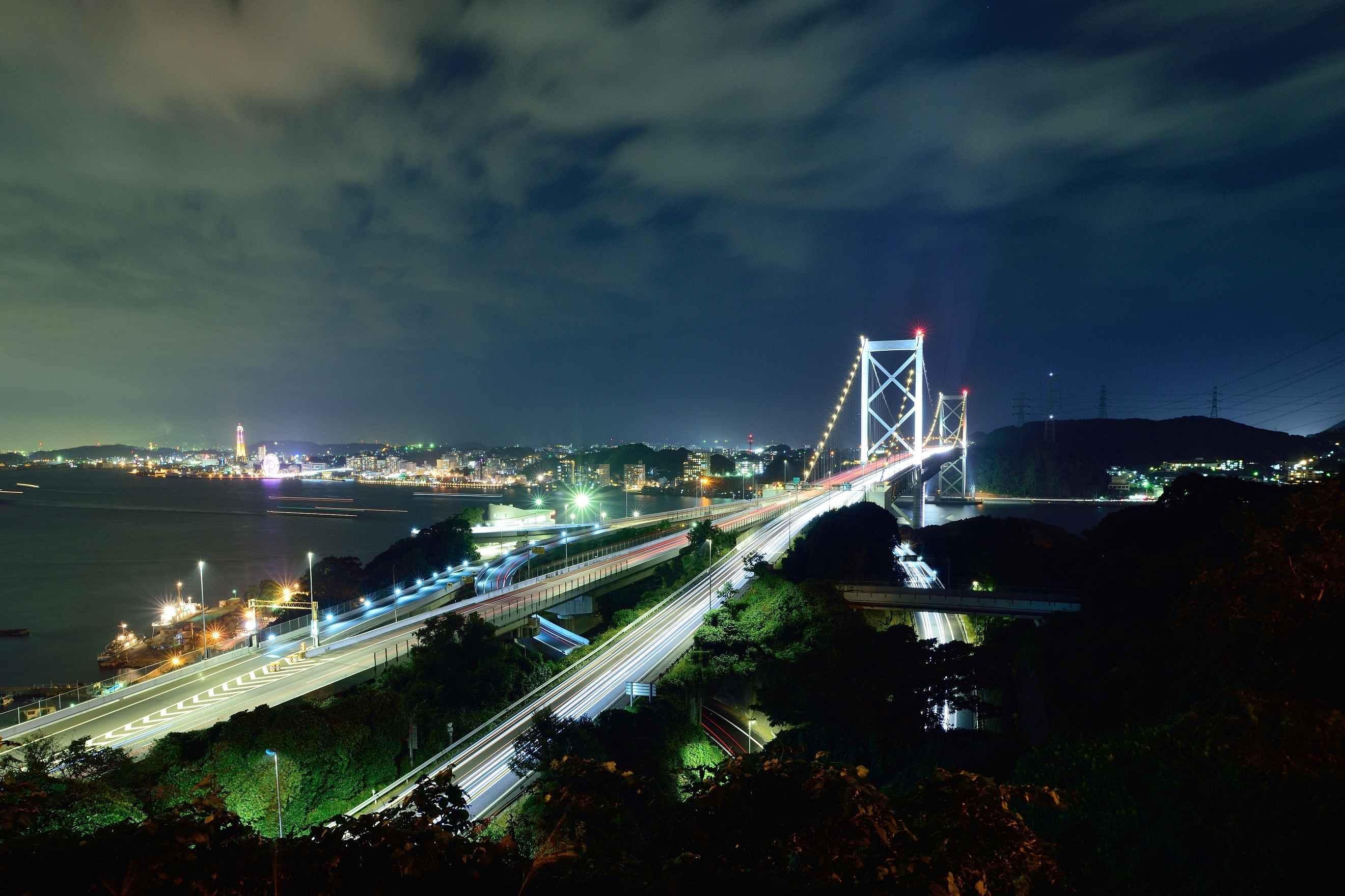 関門橋（関門自動車道）夜景